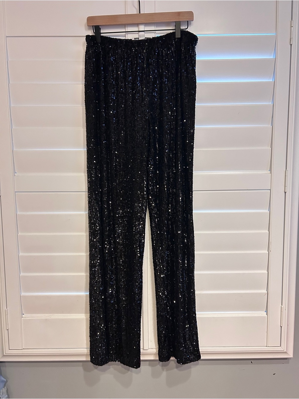 Caroline Rose Sequin Straight Leg Pant Legging Black Size Large